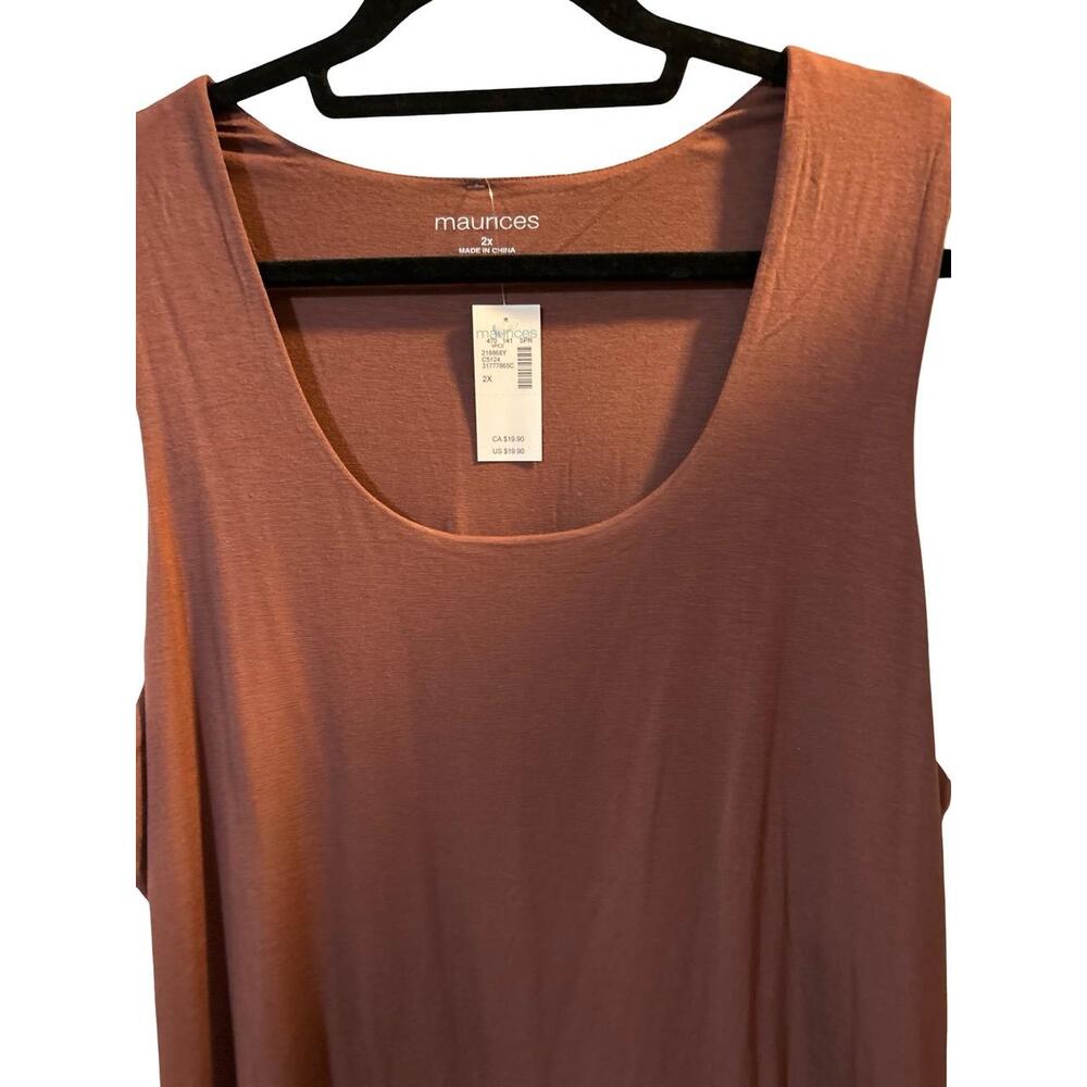 NWT Maurices Womens Plus Size 2X Maroon 24/7 Tank Top U-Neckline Casual Everyday